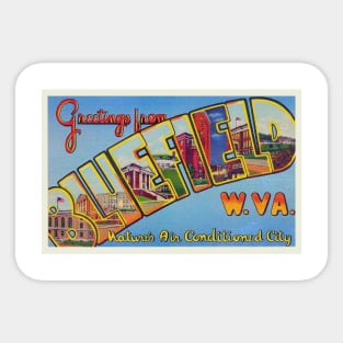 Greetings from Bluefield, West Virginia - Vintage Large Letter Postcard Sticker